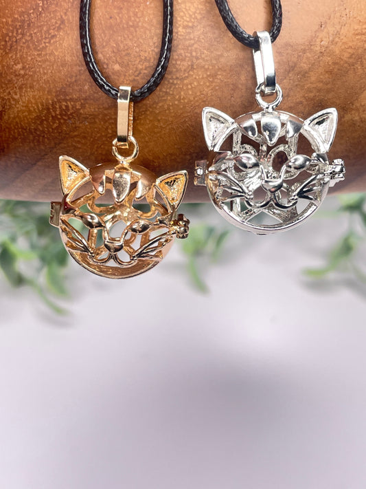 Cat Mini Sphere Cage Necklace-Silver or Gold
