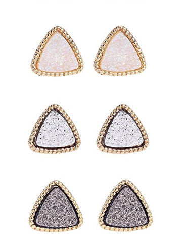Triangle Druzy Stud Earrings
