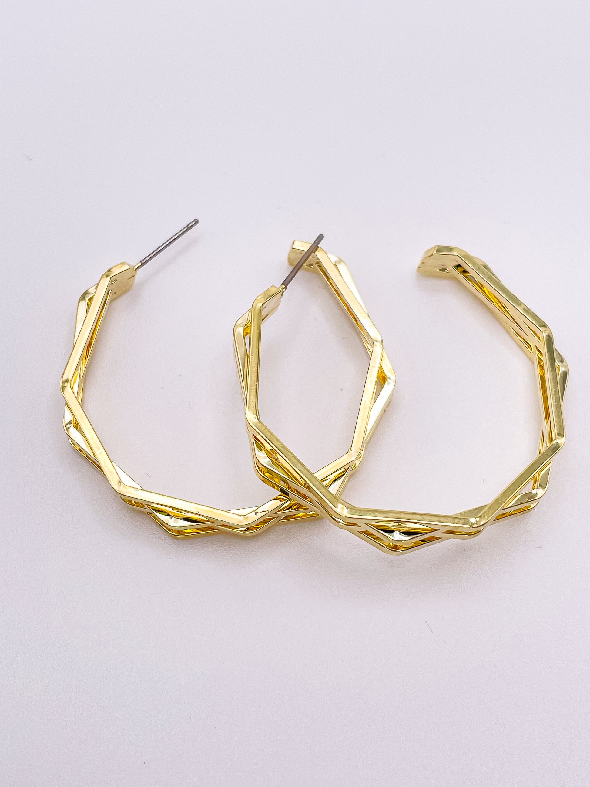 Gold Layer Octagon Hoop Earrings