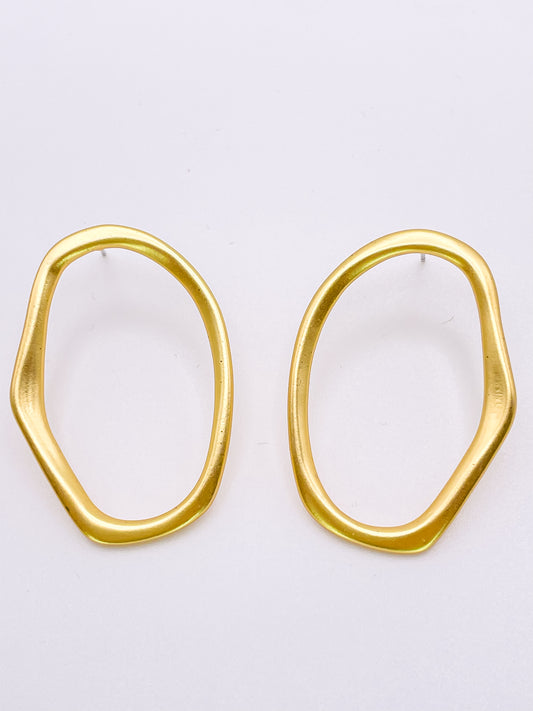 Gold imperfect oval hoops