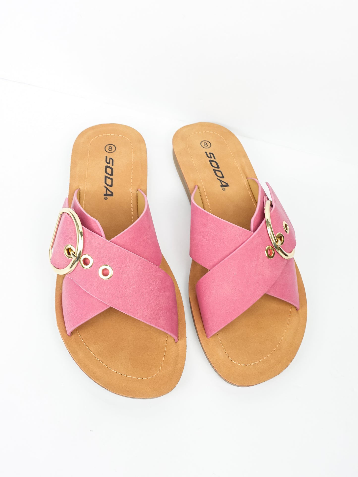 Vacation Mode Fuchsia Buckle Sandals