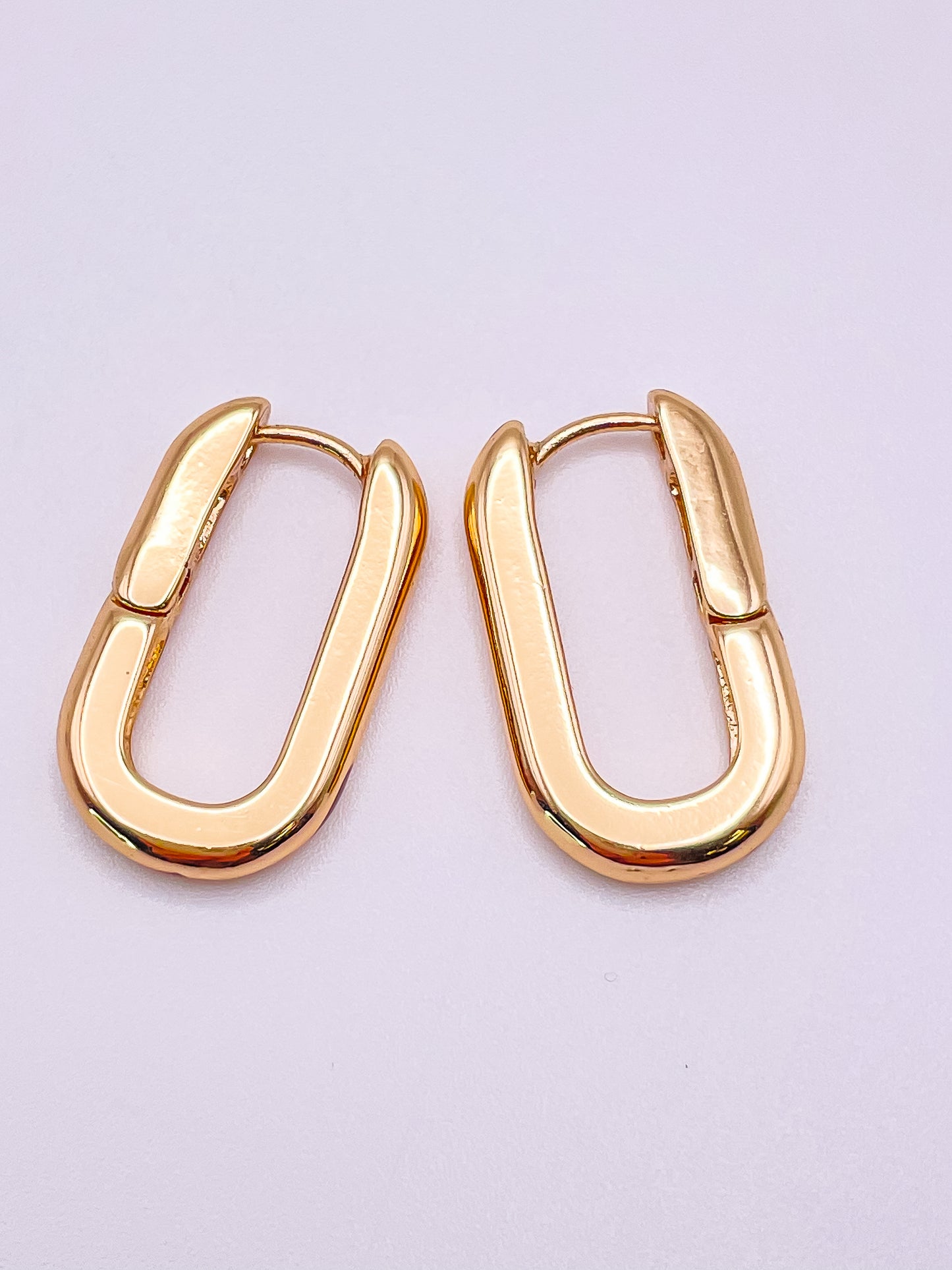 Gold huggie hoop earrings. 